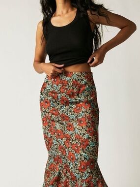 Free People Everything’s Rosy Midi Skirt